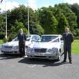 Cars dressed for a wedding